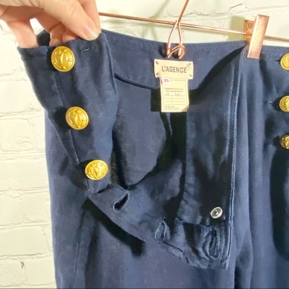 L’Agence Dee High Rise Navy Sailor Linen Trouser Pants 25 - Picture 9 of 12